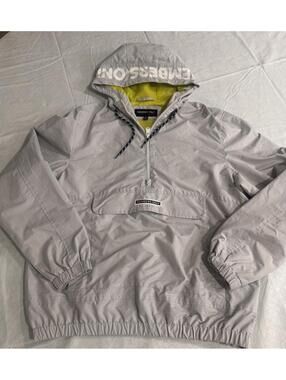 Members Only Men's Solid Popover 1/4 Zip Hooded jacket, Size M